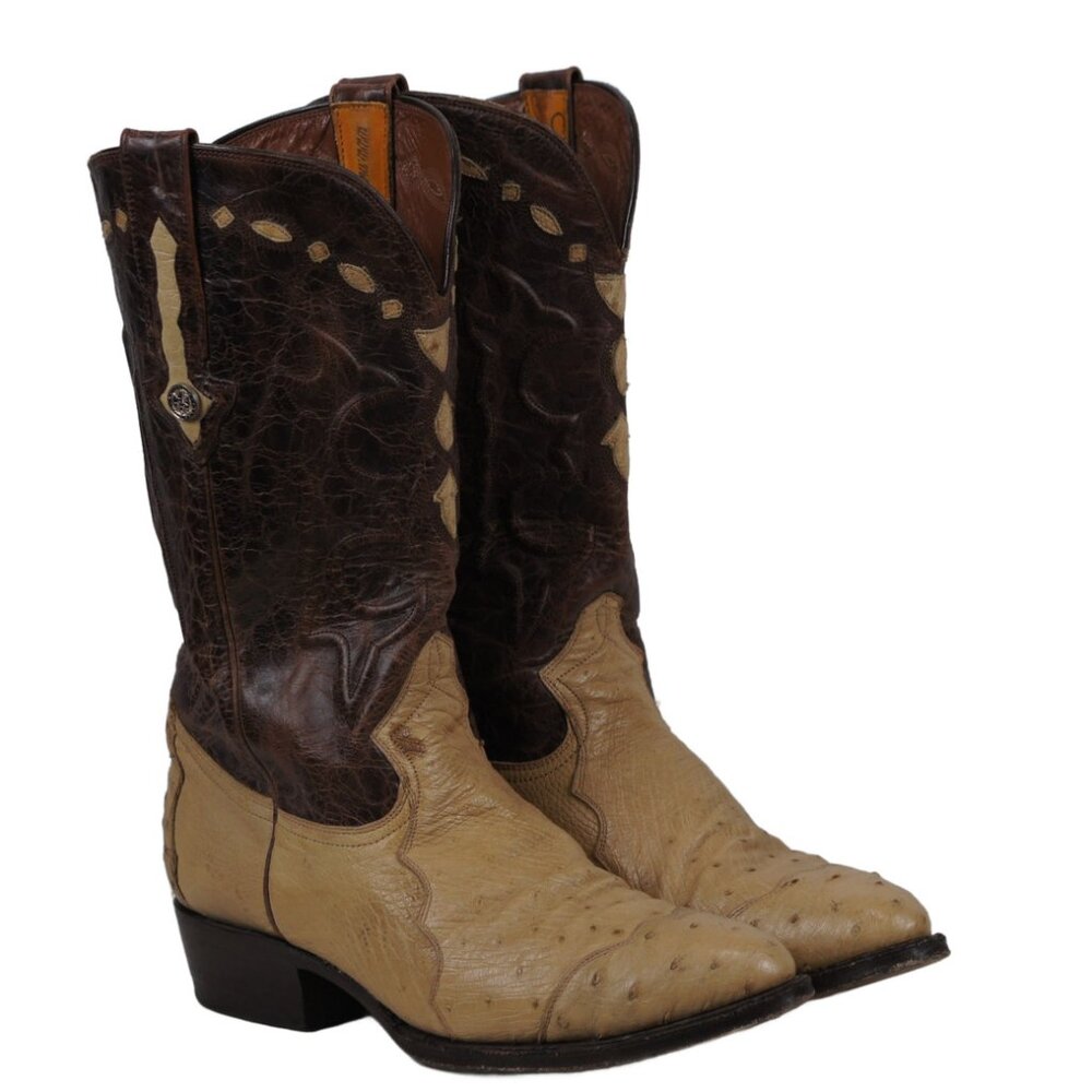 Montana Full Quill Ostrich Triad Western Cowboy Boots Inlay Mexico Men's 9 D - Picture 2 of 14